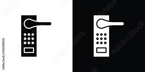 Smart lock icon silhouette in black flat style. Graphic element