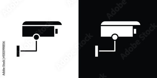 Security camera icon silhouette in black flat style. Graphic element