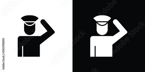 Salute icon silhouette in black flat style. Graphic element