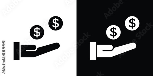 Revenue icon silhouette in black flat style. Graphic element