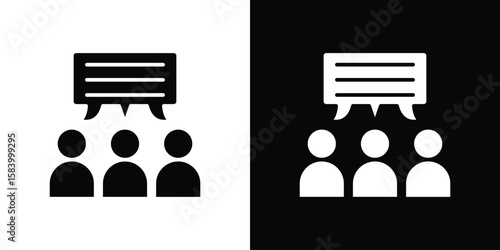 Public opinion icon silhouette in black flat style. Graphic element