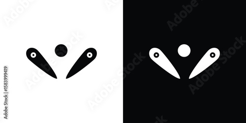 Pinball icon silhouette in black flat style. Graphic element