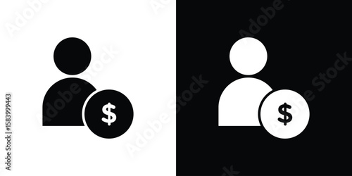 Personal loan icon silhouette in black flat style. Graphic element