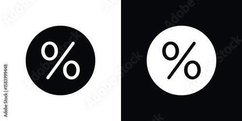Percent icon silhouette in black flat style. Graphic element