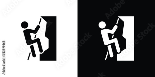 People Climbing icon silhouette in black flat style. Graphic element