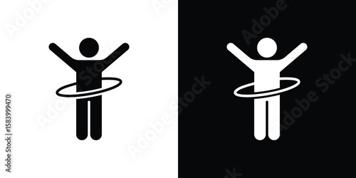 People Hula hop icon silhouette in black flat style. Graphic element