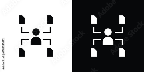 Multitask icon silhouette in black flat style. Graphic element