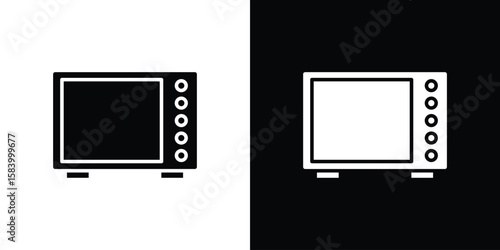 Microwave icon silhouette in black flat style. Graphic element