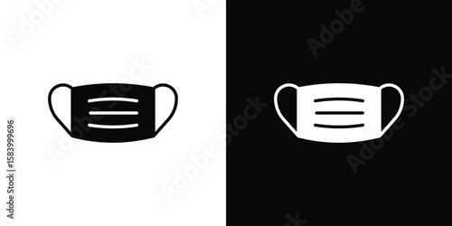 Medical mask icon silhouette in black flat style. Graphic element