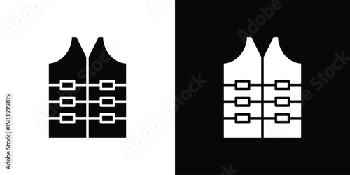 Lifejacket icon silhouette in black flat style. Graphic element