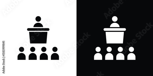 Lecture icon silhouette in black flat style. Graphic element