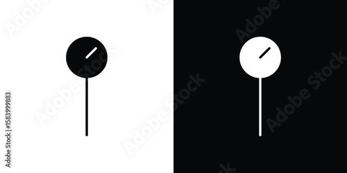 Kitchen thermometer icon silhouette in black flat style. Graphic element
