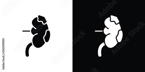Kidney disease icon silhouette in black flat style. Graphic element