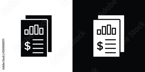 Income statement icon silhouette in black flat style. Graphic element