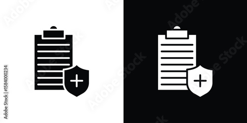 Health insurance icon silhouette in black flat style. Graphic element
