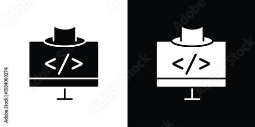 Hacker icon silhouette in black flat style. Graphic element