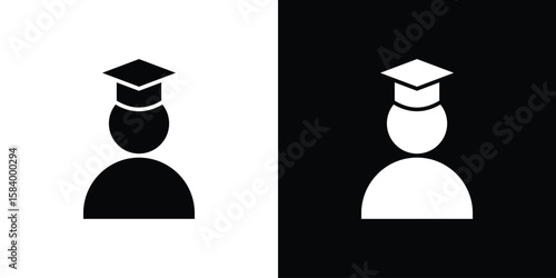 Graduated icon silhouette in black flat style. Graphic element