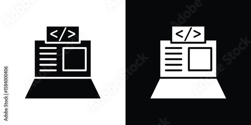 Front end icon silhouette in black flat style. Graphic element