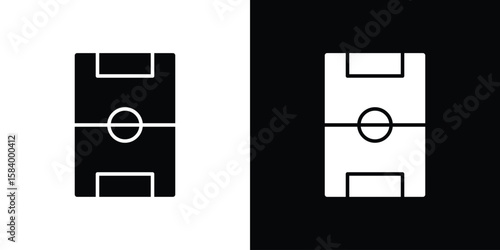 Football field icon silhouette in black flat style. Graphic element