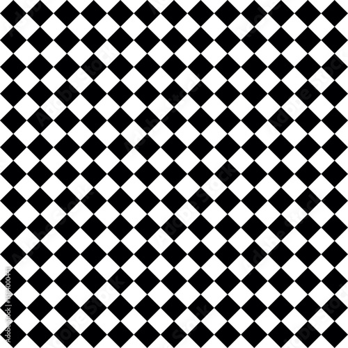 seamless pattern of alternating black and white diamonds arranged diagonally in a grid.