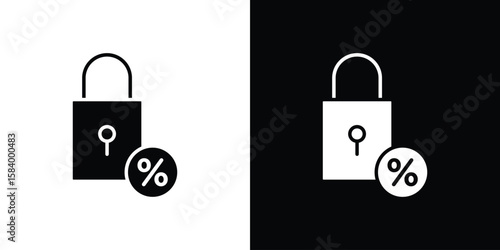 Fixed rate mortgage icon silhouette in black flat style. Graphic element