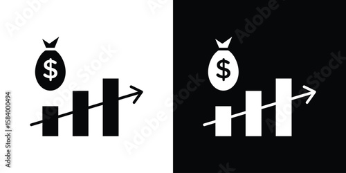 Fiscal policy icon silhouette in black flat style. Graphic element