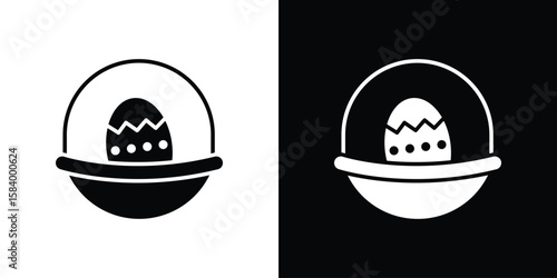 Easter eggs icon silhouette in black flat style. Graphic element