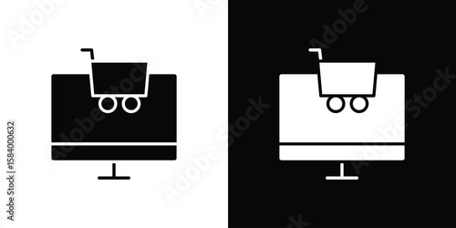 E commerce platform icon silhouette in black flat style. Graphic element