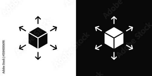 Distribution box icon silhouette in black flat style. Graphic element