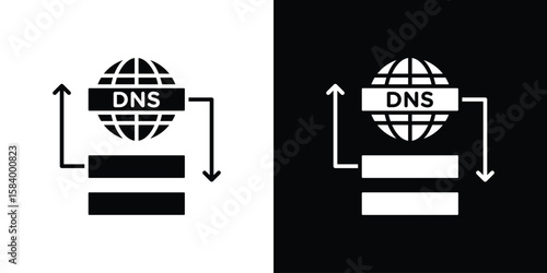 DNS icon silhouette in black flat style. Graphic element