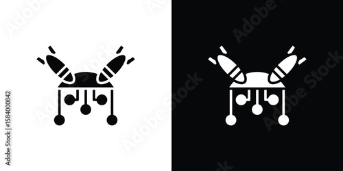 DOS icon silhouette in black flat style. Graphic element