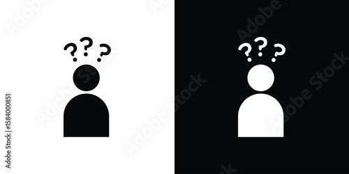 Curious human icon silhouette in black flat style. Graphic element