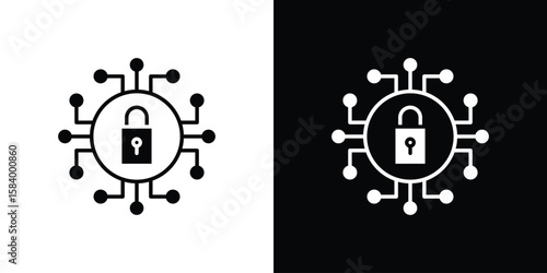 Cyber security icon silhouette in black flat style. Graphic element