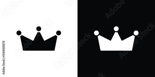 Crown icon silhouette in black flat style. Graphic element