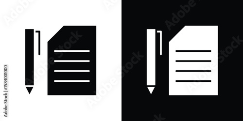 Contract icon silhouette in black flat style. Graphic element