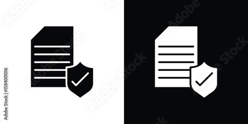 Contract coverage icon silhouette in black flat style. Graphic element