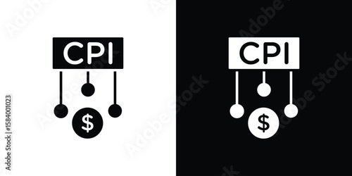 Consumer prices index icon silhouette in black flat style. Graphic element