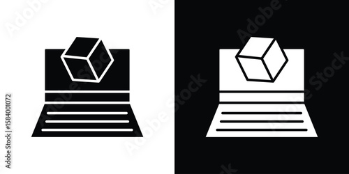 Computer simulation icon silhouette in black flat style. Graphic element