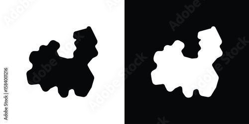 China map icon silhouette in black flat style. Graphic element