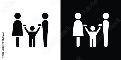Child custody icon silhouette in black flat style. Graphic element