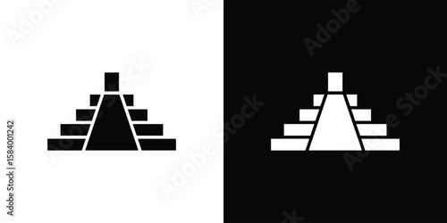 Chichen Itza icon silhouette in black flat style. Graphic element
