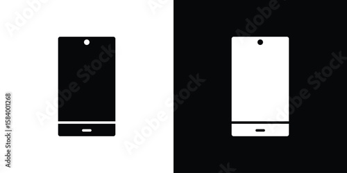 Cell phone icon silhouette in black flat style. Graphic element