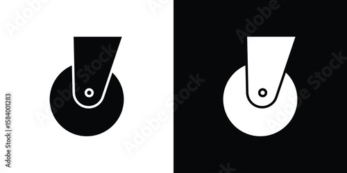 Cart trolley wheel icon silhouette in black flat style. Graphic element