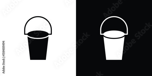 Bucket icon silhouette in black flat style. Graphic element