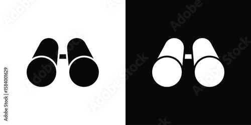 Binoculars icon silhouette in black flat style. Graphic element