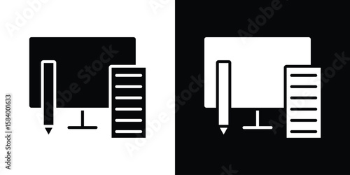 Blended learning icon silhouette in black flat style. Graphic element