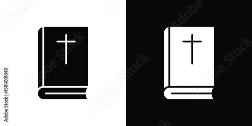 Bible icon silhouette in black flat style. Graphic element