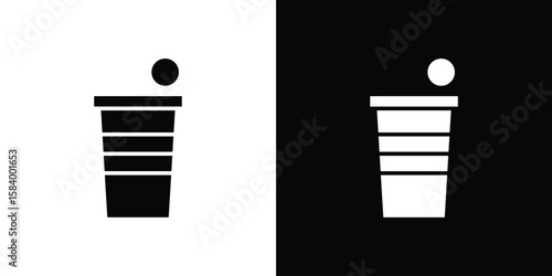 Beer pong icon silhouette in black flat style. Graphic element