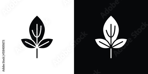 Basil icon silhouette in black flat style. Graphic element