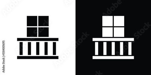 Balcony icon silhouette in black flat style. Graphic element